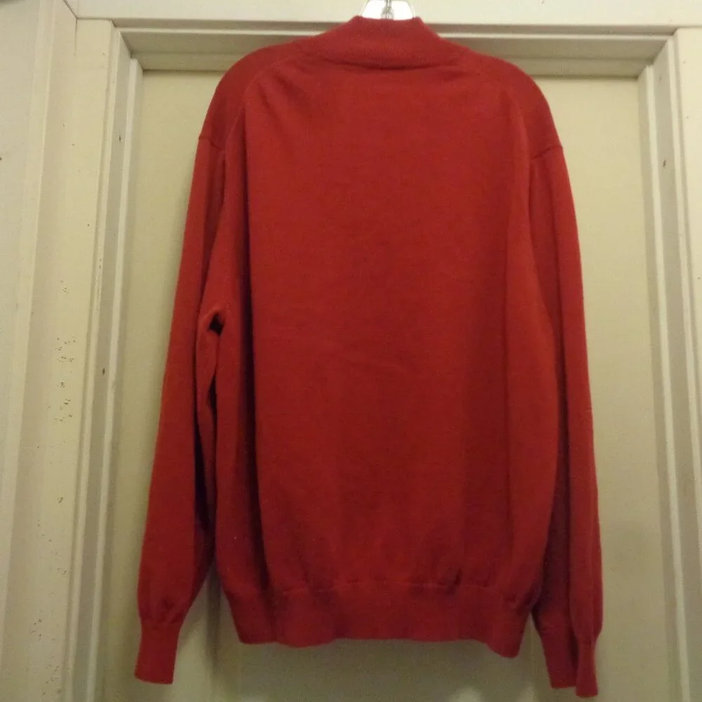 PREPPY VINTAGE MALE IZOD RED ARGYILLE ZIP NECK SWEATER X L T